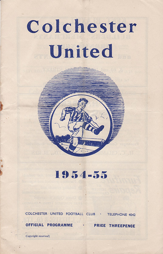 <b>Saturday, August 21, 1954</b><br />vs. Colchester United (Away)